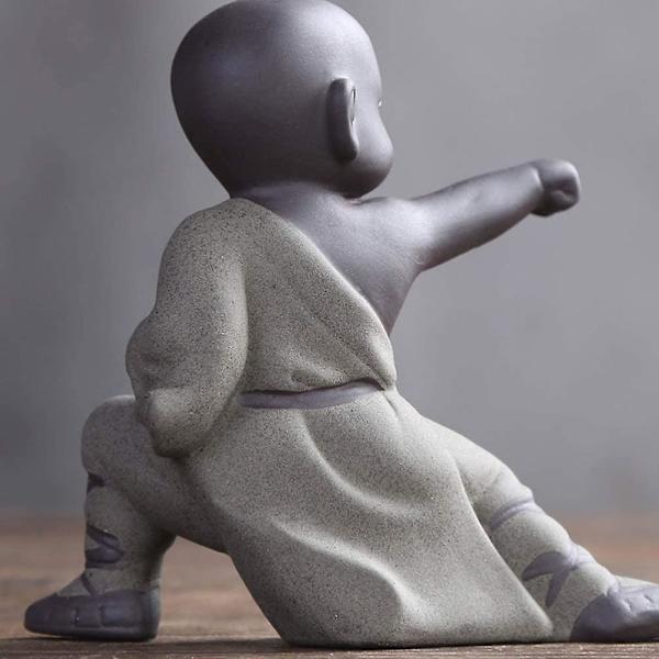 Mini Munk Ornament, Kung Fu Buddha Staty Tehusdjur Zen Trädgård Te Brick Figur För Bil Hem Skrivbord