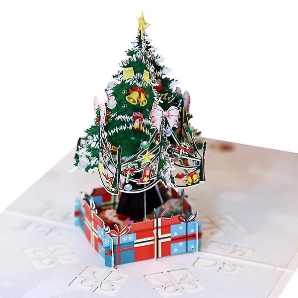 Jule lykønskningskort, glædeligt juletræ 3d kort laserskåret papir Jul lykønskningskort Gaver 1 stk-grøn