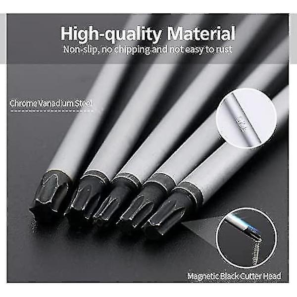 Extra långa Torx-skruvmejselset, 5 st 12 tum magnetiska Torx-skruvmejselset, T15 - T30 (t15,t20,t25,t27,t30) Magnetisk Torx-drivrutin Stjärnskruvmejselset