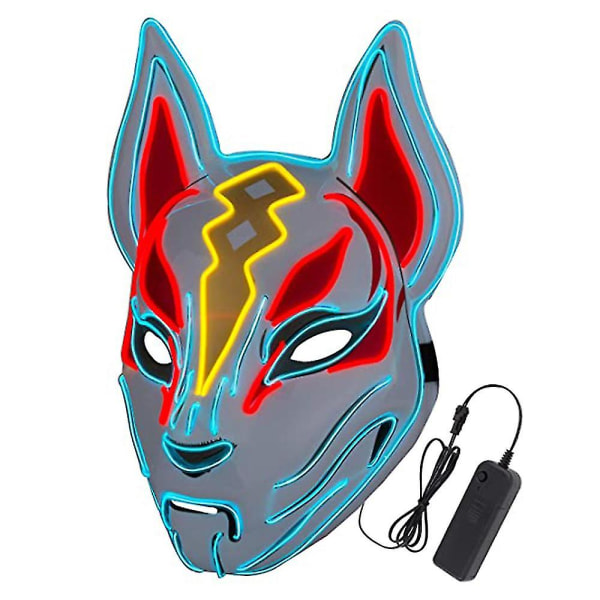 Halloween Masker - Fox Drift Mask - Led Maske - Light Up Mask til Halloween Cosplay Spil Festrekvisitter Maske Til Mand Kvinde Drenge Piger