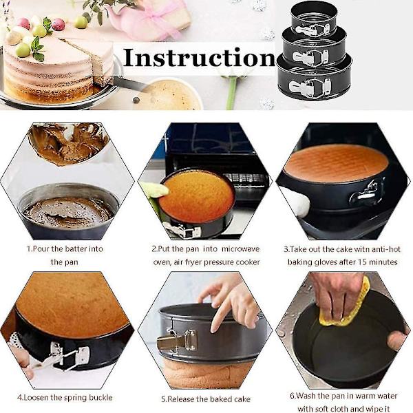 Rund inspiration springform kakformar rund platt bas bakform läckagesäker non-stick kakformar 3 storlekar inkluderar