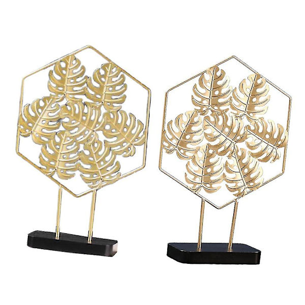 2-pack Nordisk stil lyxiga guldmetallprydnader bladmönster sköldpadds blad