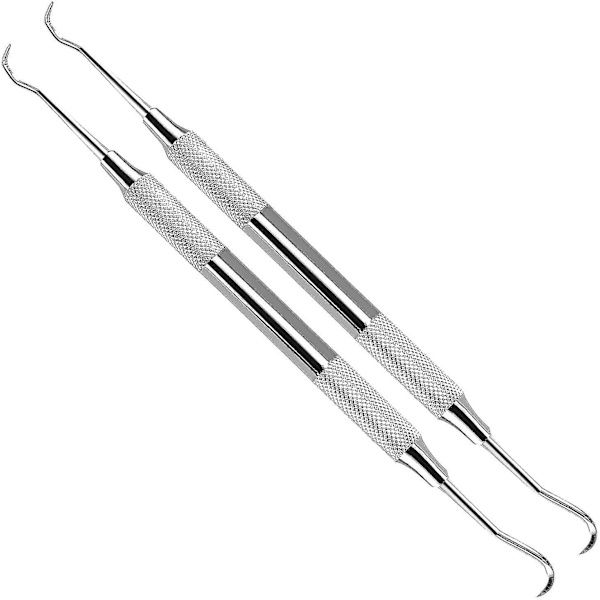 Professionellt verktyg för tandstensskrapa - dubbelsidig tandstensskrapa för tänder (2-pack)