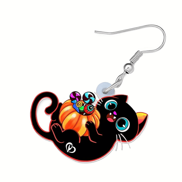 Halloween-korvakorut Halloween söpö musta kissa kurpitsalla riippukorvakorut seksikäs vapaa-ajan tyyli metalliseos 18k kullattu koru herkkä naislahja