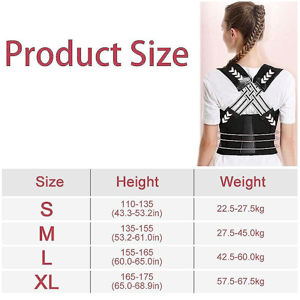 Posture Corrector Rygg Axel Hälsa Stöd Kropp Bälte Bälte Ländrygg Justerbar（XL）