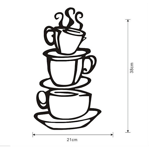 12 tommers kaffiveggklistremerer Kaffeveggkunst klistremerer Kaffetid klistremerer DIY flyttbare kaffeskilt veggdekor klistremerer med kaffekopper skilt for kaffebarer