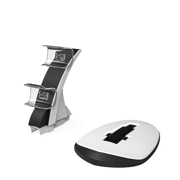 Velegnet til PS5 trådløs controller dobbeltoplader PS5 controller flyoplader med blåt lysindikator PS5 spilcontroller dobbeltoplader