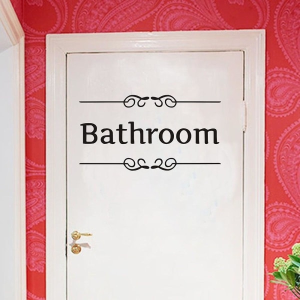 Vinylväggdekal Gör-det-själv-avtagbar toalett- och badrumsväggdekal WC-skylt Dörrtillbehör Avtagbara söta dörrklistermärken för tvättstuga/badrum (Ba