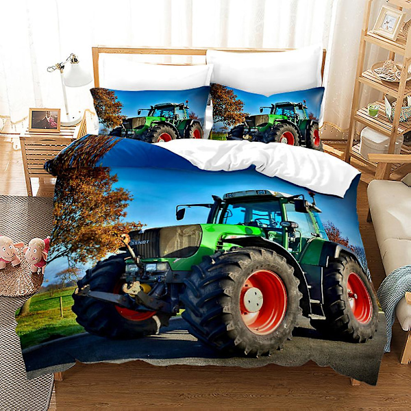 3D Digitaltryckning Cool Traktor Serie Sängkläder Tredelad Set TLJ14 180*200cm -ZHENV（180*200cm）