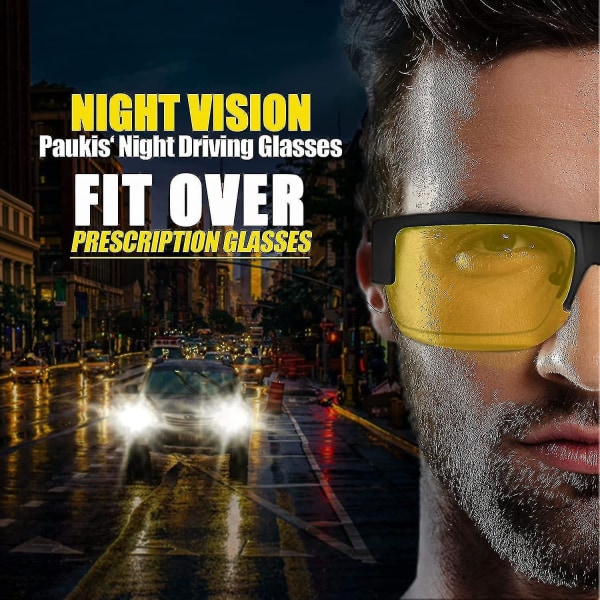 Nattkjøringsbriller passer over briller, HD-polariserte overdimensjonerte nattsynsbriller for menn og kvinner