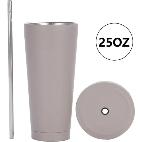 750 ml rostfritt stål mugg vakuum mugg kaffemugg reseflaska termos kall dryck kopp med sugrör och spill-proof lock för iskall eller varm dryck