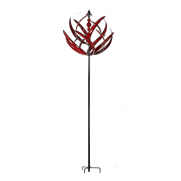 Utendørs hage, plen hagedekor Kinetisk vindsnurre metallskulptur med stake (Co1, rød)