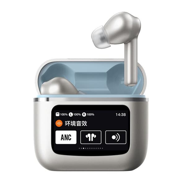 Bluetooth-hovedtelefoner HiFi Stereo, LED Smart Touch Screen Earbuds, ANC Støjreducerende Earbuds med mikrofon, In-Ear Hovedtelefoner til iOS/Android (sølv)