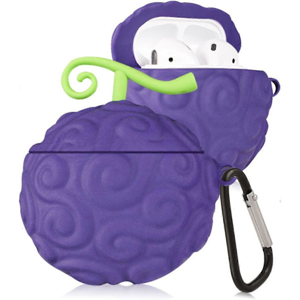 AirPod 2/1 Fodral Trendigt Design Cover för Söt Cartoon 3D Kawaii Rolig Mjuk Designer Mode Cool Unik Snygg för Flickor Pojkar Tonåringar Girly Lila Frukt