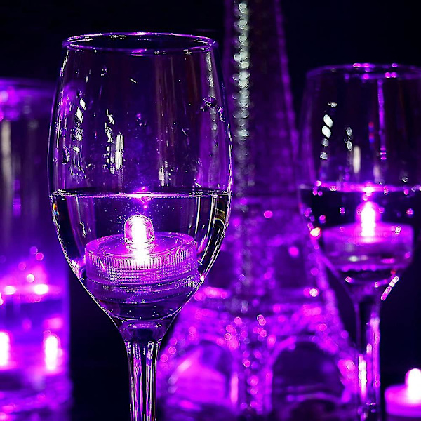 12 st Dolda LED-lampor, Rosa Vattentäta Flammlösa Ljus, Undervattenpoollampor