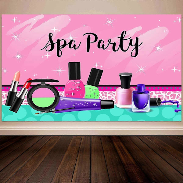 5x3ft Glittrande Spa-Party Bakgrund Färgglad Makeup Tonåringar Flickor Prinsessa Sommarsemester 1:a Första Söta 16:e Födelsedag Dusch Partytillbehör Fira