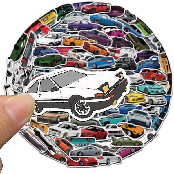100 stk JDM Racing bilklistremerker - Vanntette bilklistremerker i vinyl for barn, bærbar PC, Hydroflask, vannflasker, barnehjelmer, datamaskinbilklistremerker