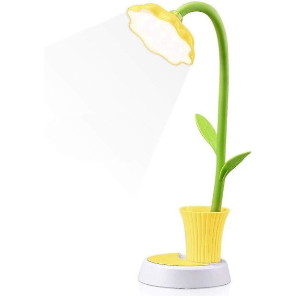 Barns skrivbordslampa Gul, Uppladdningsbar skrivbordslampa Crative Led Ögonskydd Bordlampa Touch Sensor Sänglampa Inten