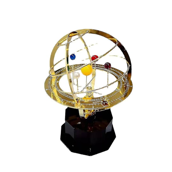 Stor Solsystem Orrery Modell Roterande Metallprydnad