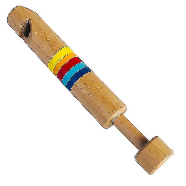 Træfløjte, skub &amp; Træk træfløjte musikinstrument gave til børn (1 stk, træfarve)