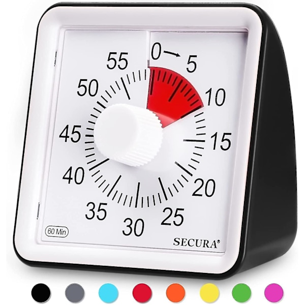 60-minuters visuell timer, klassrumsnedräkningsklocka, tyst timer för barn och vuxna (blå)