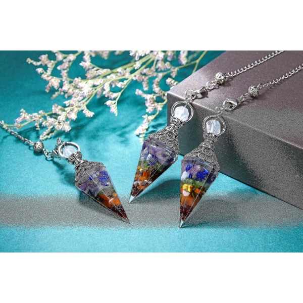 Chakra Krystallpendel Sekskantet Reiki Healing Crystal Points Gemstone Dowsing Pendel（Aquamarine）