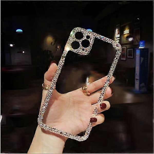 Glitter Bling Glimmande Diamantkristall Mjukt Kompatibelt med iPhone-fodral för Kvinnor Flickor (Vit, iPhone 13 pro)