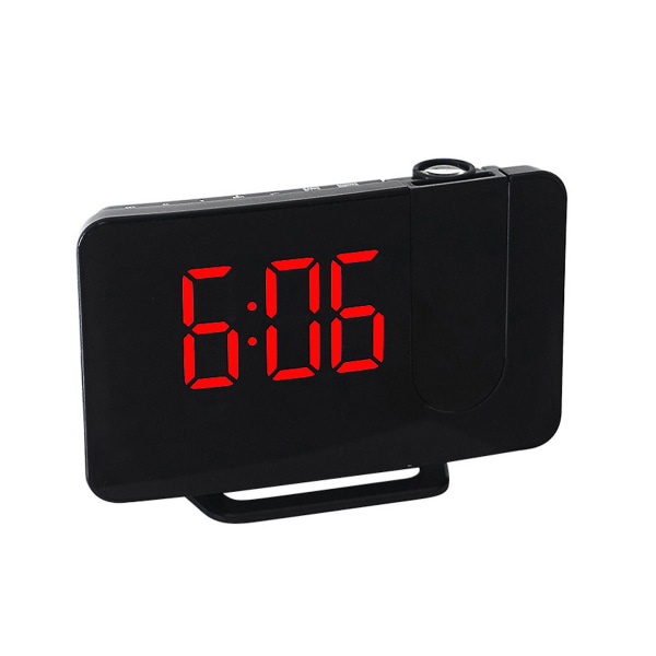 6-tums projektionsväckarklocka med snooze, digital LED-display, dubbel väckarklocka, FM-radio, fot