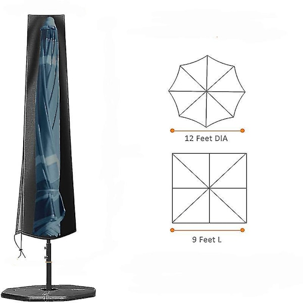 Parasolskydd Vattentätt 210d Oxfordtyg Patio Parasollskydd Med Dragkedja (190*30*50cm), För 2,5m 2,7m 3m Trädgård Utomhusparasoll (svart,utan Tele