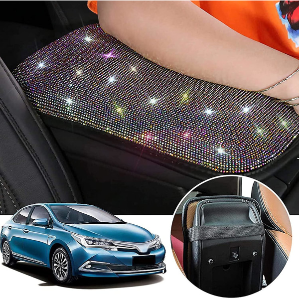 Bling bilens armlenesdeksel søt sjarmerende auto midtkonsoll beskyttende deksel glans krystall rhinestone bil armrest putepute bling bil interiør tilbehør