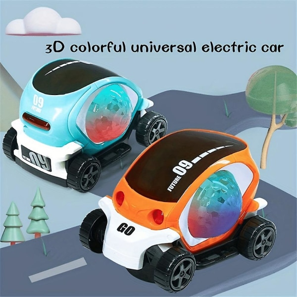 Børnenes elektriske legetøjsbil Dreng Flash Musik Legetøjsbil Elektrisk universallys tegneserielegetøjsbil kvinde（blå）