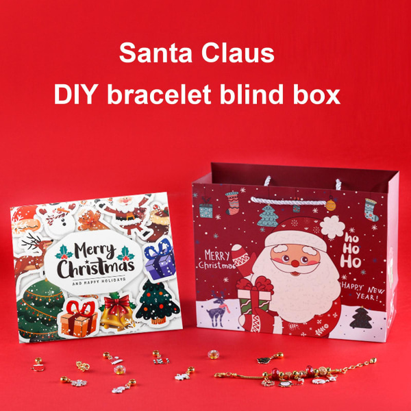 Jule-adventskalender DIY-armbånd Perleklokke smykkesett Blindboks（Flerfarget）
