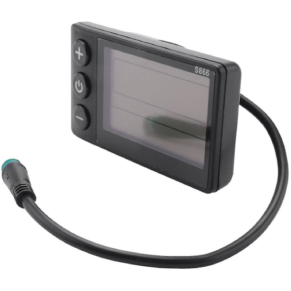 Elektrisk cykeldisplay 24v/36v/48v vattentät LCD-skärm S866 kontrollpanel Dashboard för Ele（Svart）