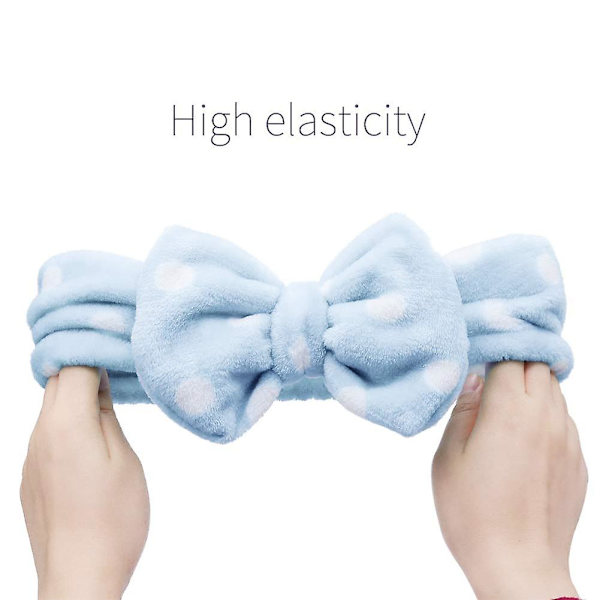Söt Super Mjuk Caroset Polka Dots Tvätthuvudband Hårsnodd (Ljusblå Polka Dots)