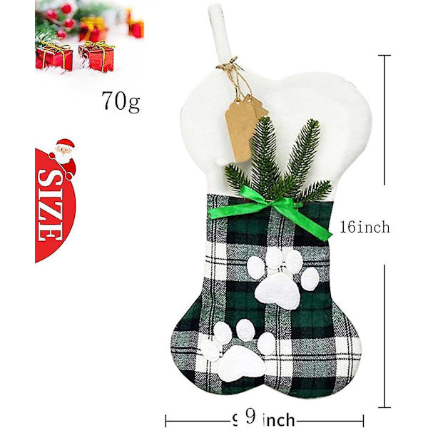 Julstrumpor för Katter med Ben, Plysch & Rutiga Hängande Strumpor för Juldekorationer Ben - 2-pack