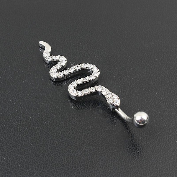 Stål Navel Ring Orm Form Diamant Inlagd Navel Ring