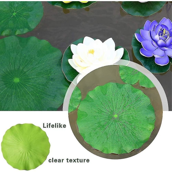 8-pack 4 storlekar konstgjorda näckrosdynor för flytande växter och realistiska lotusblad för hem, trädgård, dammar, pool, akvarium, landskap
