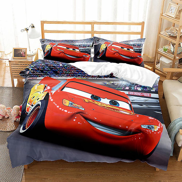 3D Digitaltryck Cartoon Bilar Quilt Cover Pillowcase Sängkläder Tredelad Set QCZ5 180*200cm -ZHENV（180*200cm）