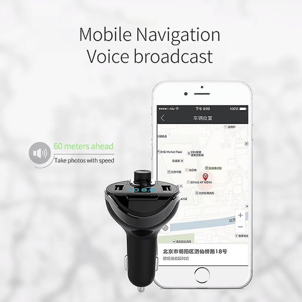 Fm Sender Bil Trådløs Bluetooth Hurtiglader Håndfri Mp3 Musikkspiller For Iphone Android