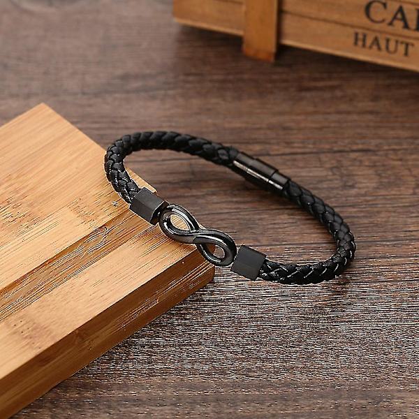 Till min man, Infinity läderarmband, present till man från fru, jag älskar dig för evigt och alltid, armband, pojkvän, årsdag, födelsedag - ZHENV (svart)