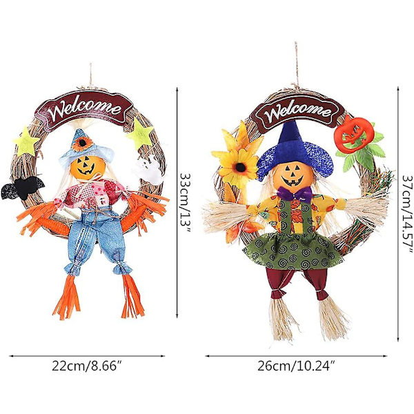 2023 Mardi Gras Scarecrow -koriste, kurpitsa ja noita