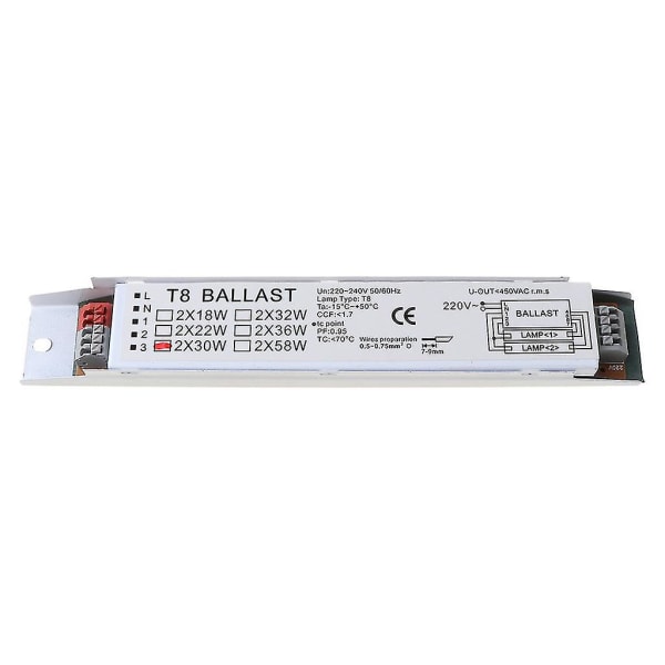 2x18/30/58w Wide Voltage T8 Tilpassbar elektronisk lysrørsforkobling