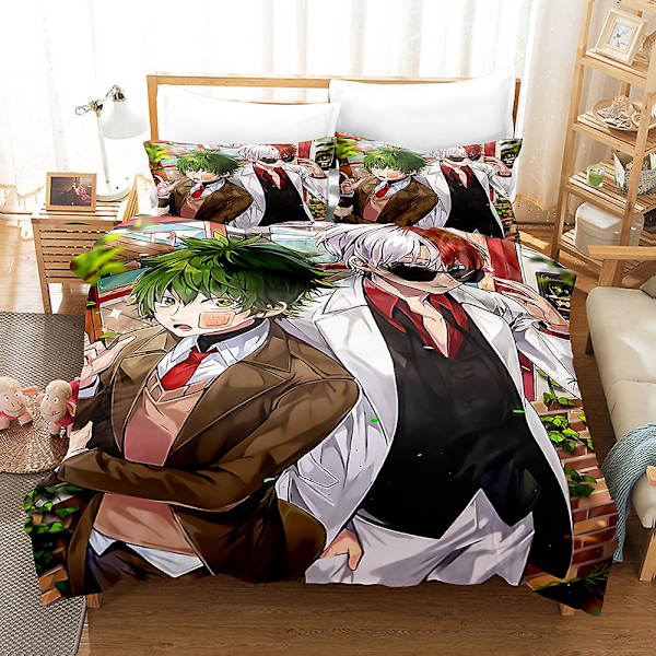 3D Digitaltryck Cartoon My Hero Academia Quilt Cover Pillowcase Sängkläder Tredelad Set YXX10 180*200cm -ZHENV（180*200cm）