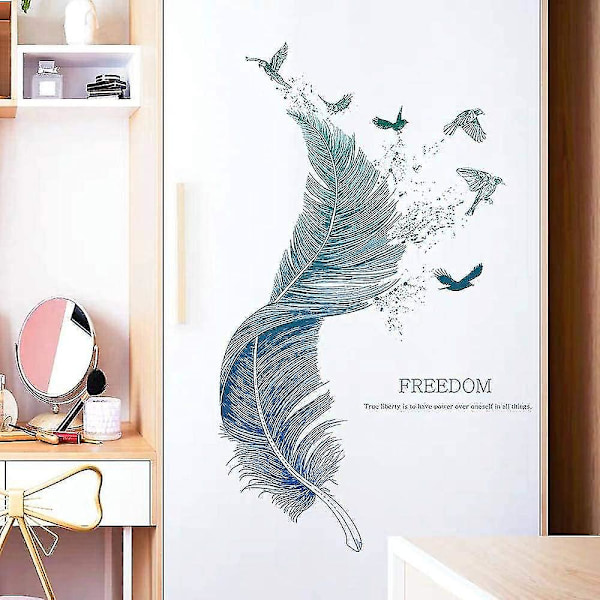 Fjäder Väggdekaler I Blå (12472 Cm) I Dekorativa Väggdekaler Fåglar Modern Poster I Dekoration För Vardagsrum Sovrum Kök Hall Möbler