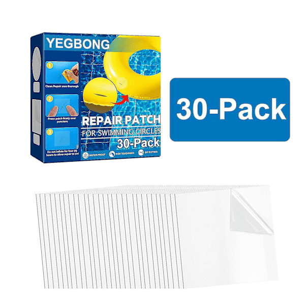30 st Pool-lappar, Pool-lapp Reparationskit, Pool Reparationskit, Självhäftande Plastlappar för Uppblåsbara Poolbåtar, Transparent