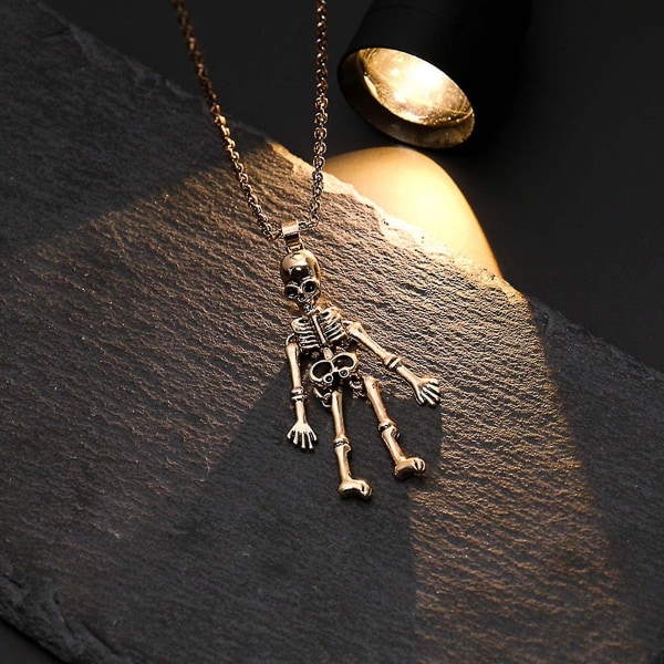 Vänskapsmagnet Skelett skalle Halsband Halloween magnetiskt halsband för Bestie systerpar（1 par svart och silver）