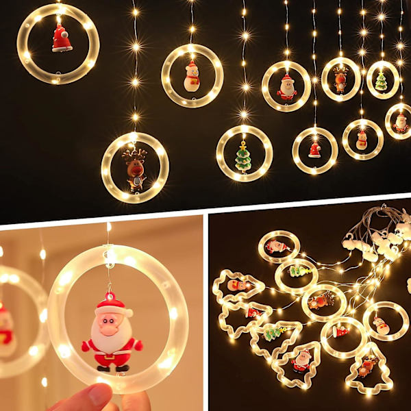 10 Trädlampor 120 LED Juldekorationer Inomhus, Batteridrivna Jul Fönsterlampor 9.84 Ft Vattentät Stränglampa (varm Rund Lampa)