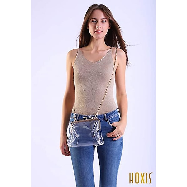 WABJTAM Genomskinlig PVC Kiss Lock Kedja Cross Body Väska Dam Clutch, Blå