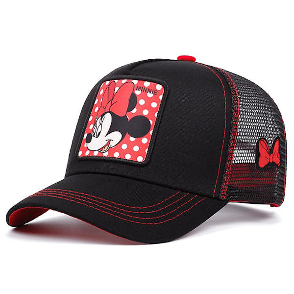 Cartoon broderad Mickey Mouse baseball keps utomhus mesh duckbill keps sommar solskydd andningsbar hatt Minnie svart och röd