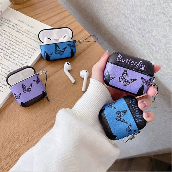 Airpods-fodral, Söt Elegant Silke-Touch Fjärilsmönster Trådlöst Hörlursfodral, Mjuk TPU Stötsäker Hud för Airpods 1 & 2, Barn Pojkar Flickor Stil